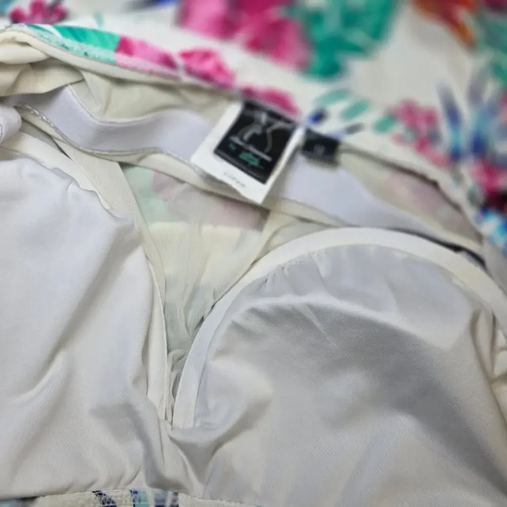 Real Bodies by Island Escape Floral Tankini Swim Top Size 12 D-Cup Ruched